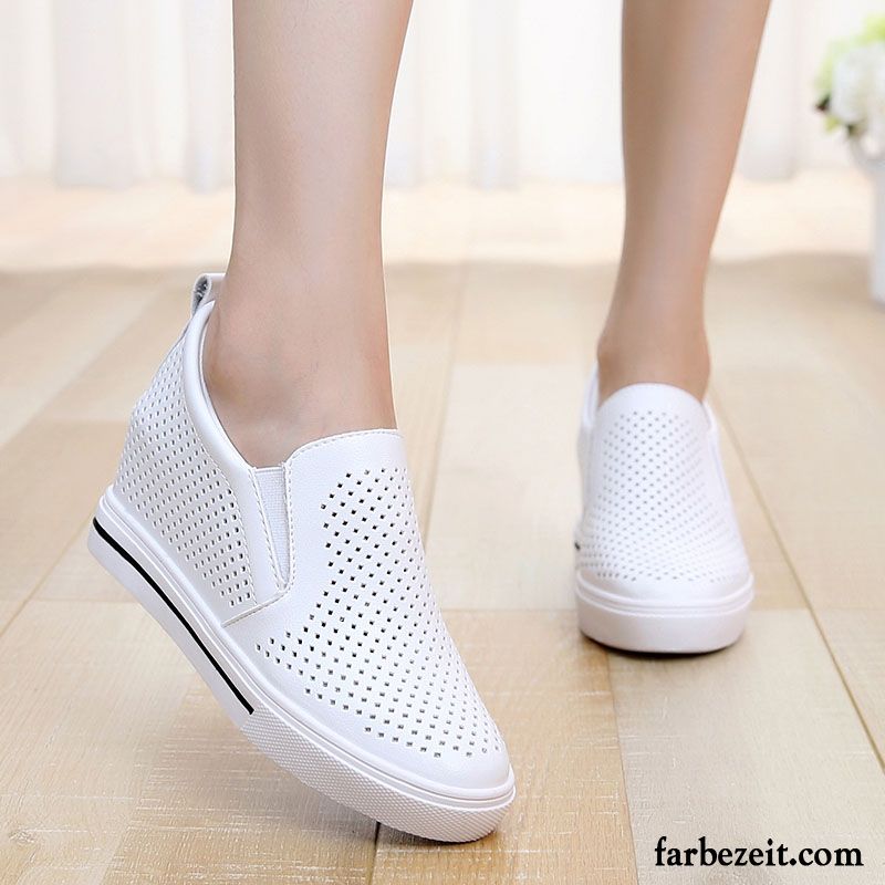 Hohe Damen Faul Feder Schnürschuhe Weiß Hohl Erhöht Sommer Casual Neue Halbschuhe Günstig