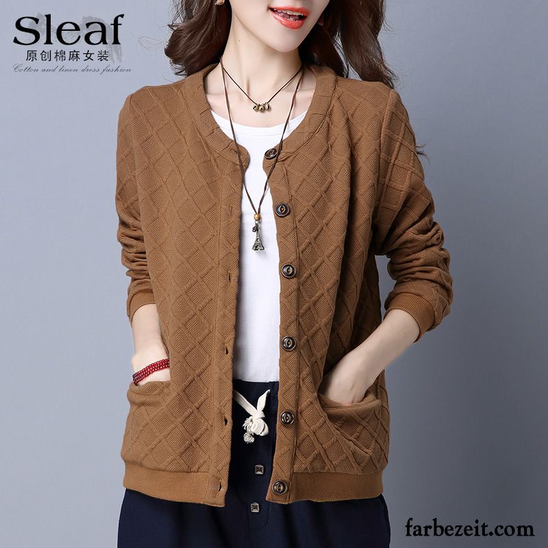 Jacke Damen Sommer Winter Herbst Rundausschnitt Lange Ärmel Rein Jacke Überzieher Strickjacke Große Größe Einfach Lose Bolero