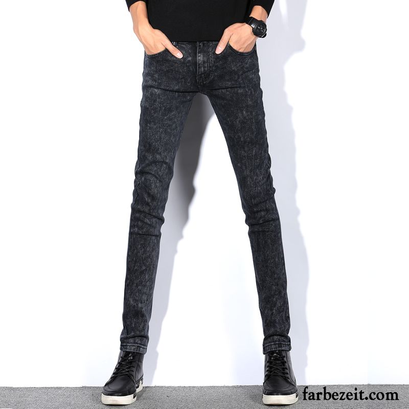 Jeans Skinny Herren Schlank Trend Blau Hose Herbst Dünn Lange Schwarz Fest Jeans Freizeit Elastisch Günstig