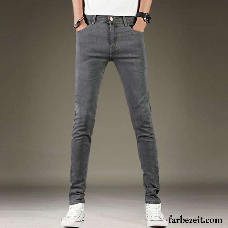 Jeans Skinny Herren Schlank Trend Blau Hose Herbst Dünn Lange Schwarz Fest Jeans Freizeit Elastisch Günstig