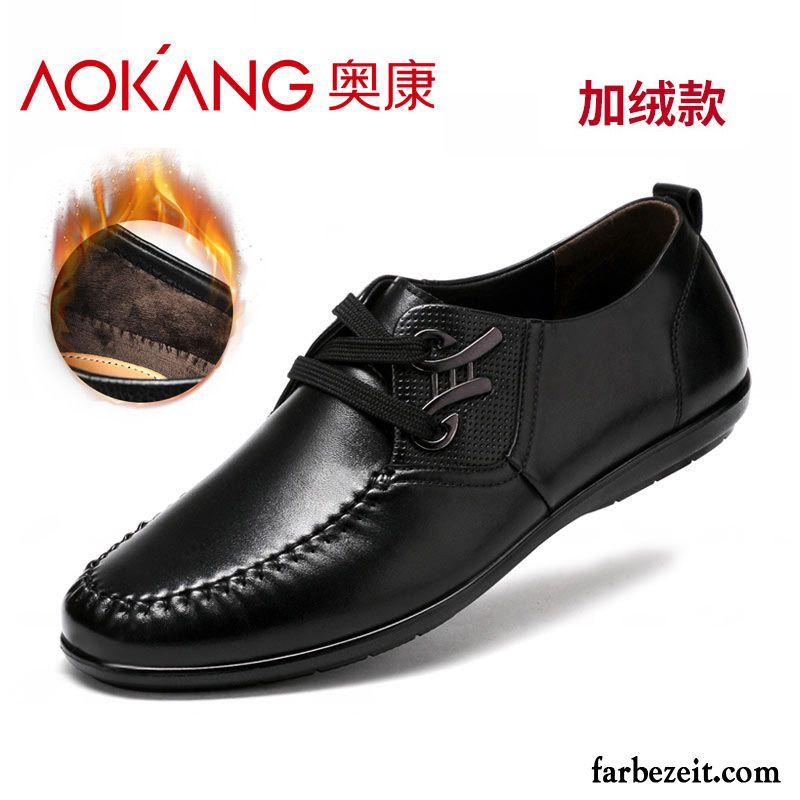 Leder Casual Herren Schuhe Plus Samt Geschäft Echtleder Täglich Lederschue Schnürung Schuhe England Baumwolle Schuhe Casual Kaufen