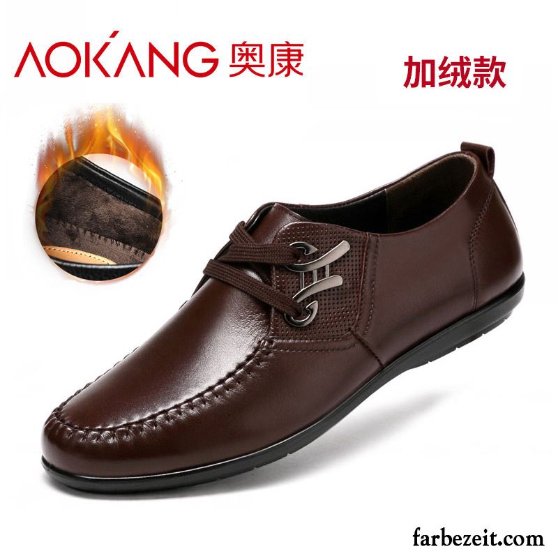 Leder Casual Herren Schuhe Plus Samt Geschäft Echtleder Täglich Lederschue Schnürung Schuhe England Baumwolle Schuhe Casual Kaufen