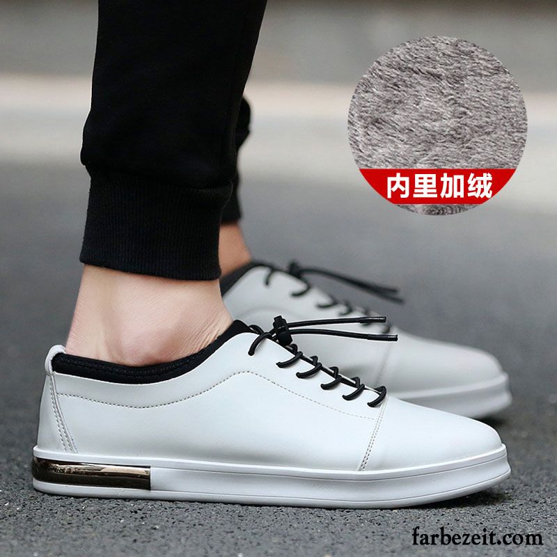 Leder Schuhe Sportlich Lederschue Teenager Herren Herbst Skaterschuhe Flache Winter Trend Weiß Baumwolle Schuhe Casual Schüler Günstig