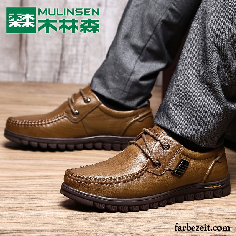 Leder Schuhe Winter Feder Geschäft Herren Casual Schuhe Echtleder Original Weiche Sohle Lederschue Billig