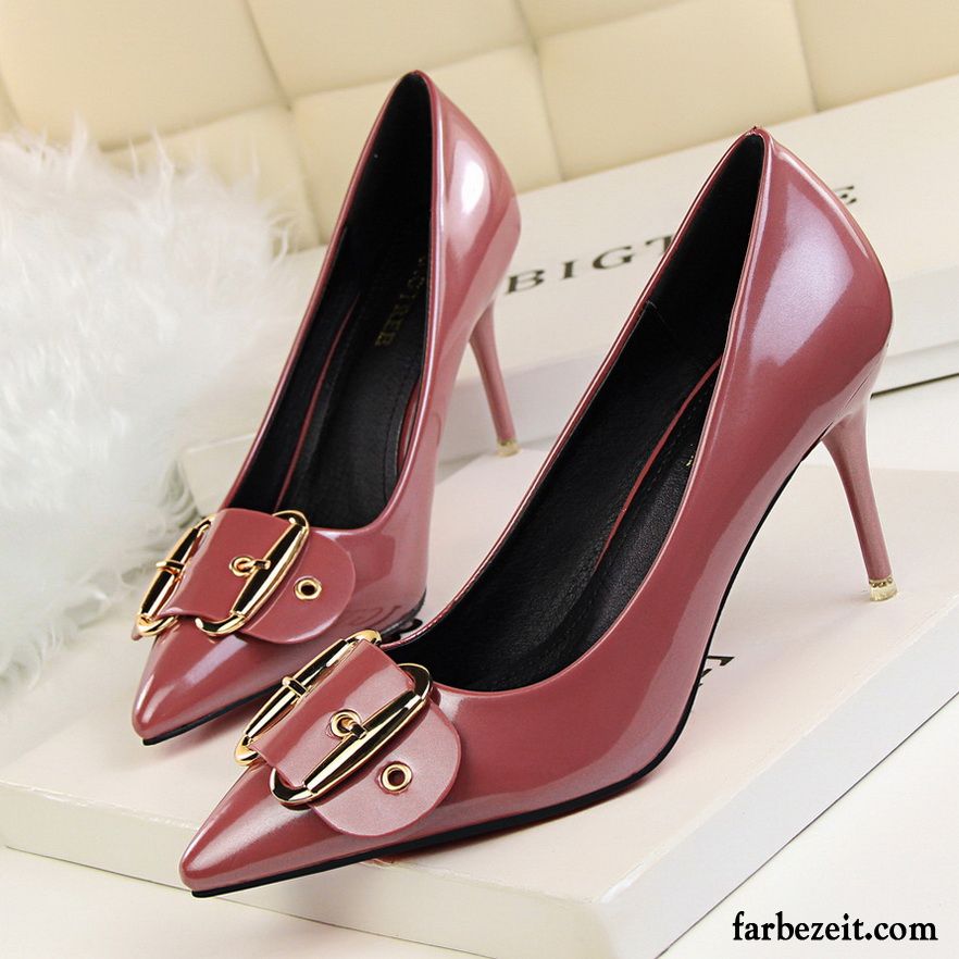 Pumps Rote Sohle Hochzeit Schuhe Rot Neue Pumps Winter Schleife Spitze Sexy Dünne Fersen Herbst Lackleder Schnürschuhe