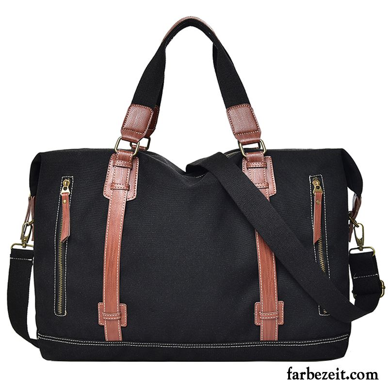 Reisetasche Damen Freizeit Leinwand Herren Große Tasche Handtasche Trend Schwarz