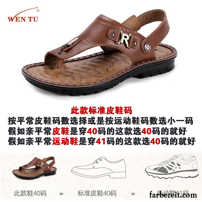 Sandalen Für Lose Einlagen Herren Strand Pantolette Rutschsicher Lederschue Trend Sommer Schuhe Echtleder Sandalen Casual Jugend Verkaufen