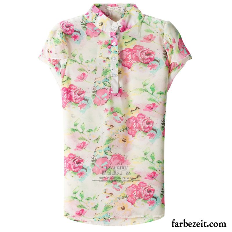 Schicke Blusen Damen Chiffon Blusen Stehkragen Drucken Blumen Heißer Art Blase Kaufen