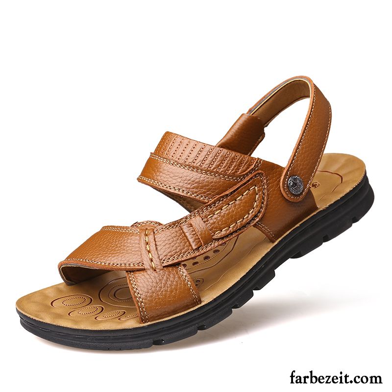 Schuhe Herren Braun Casual Sandalen Sommer Echtleder Neue Schuhe Strand Günstig