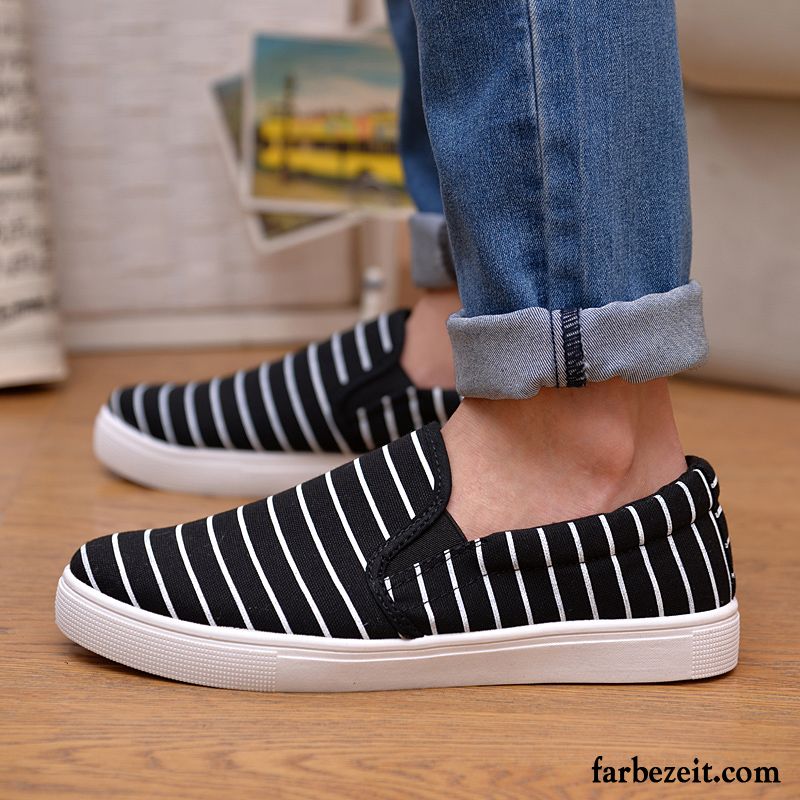 Schuhe Herren Günstig Segeltuch Casual Streifen Skaterschuhe Faul Espadrille Sommer Halbschuhe Slip-on Billig