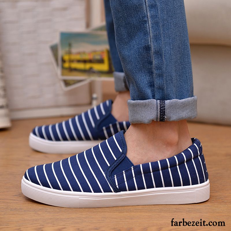 Schuhe Herren Günstig Segeltuch Casual Streifen Skaterschuhe Faul Espadrille Sommer Halbschuhe Slip-on Billig