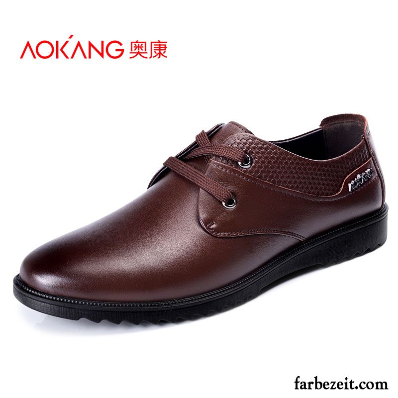 Schuhe Ledersohle Herren Lederschue England Trend Schnürung Echtleder Casual Schuhe Mode Neue Feder