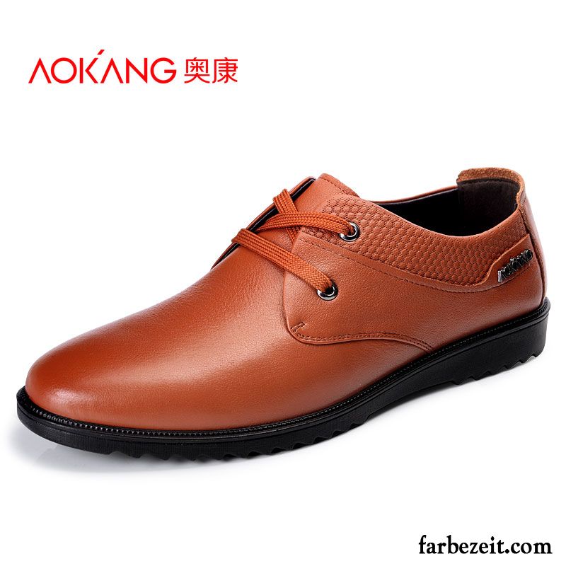 Schuhe Ledersohle Herren Lederschue England Trend Schnürung Echtleder Casual Schuhe Mode Neue Feder