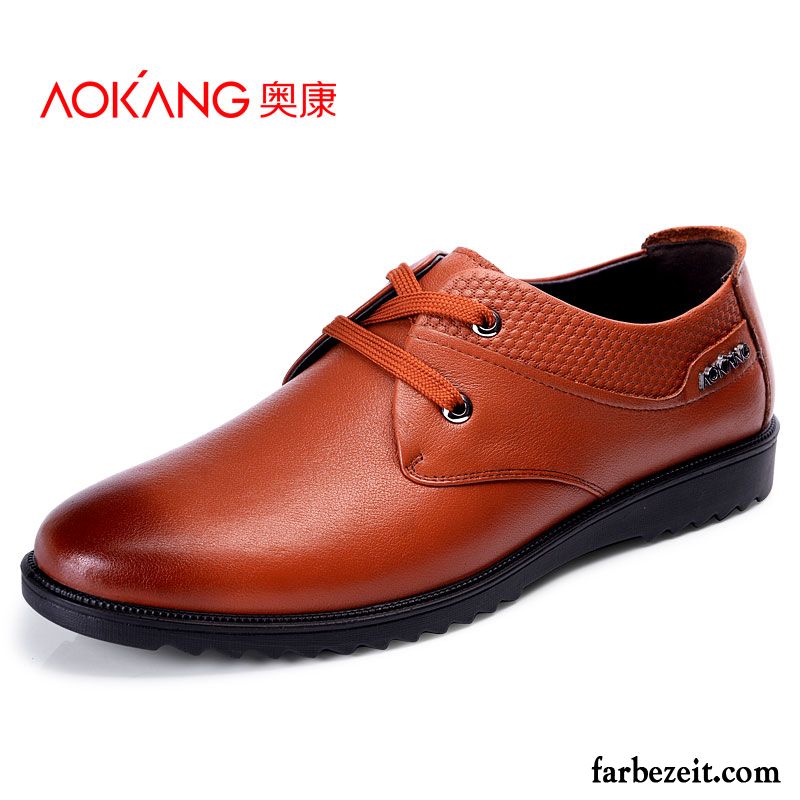 Schuhe Ledersohle Herren Lederschue England Trend Schnürung Echtleder Casual Schuhe Mode Neue Feder