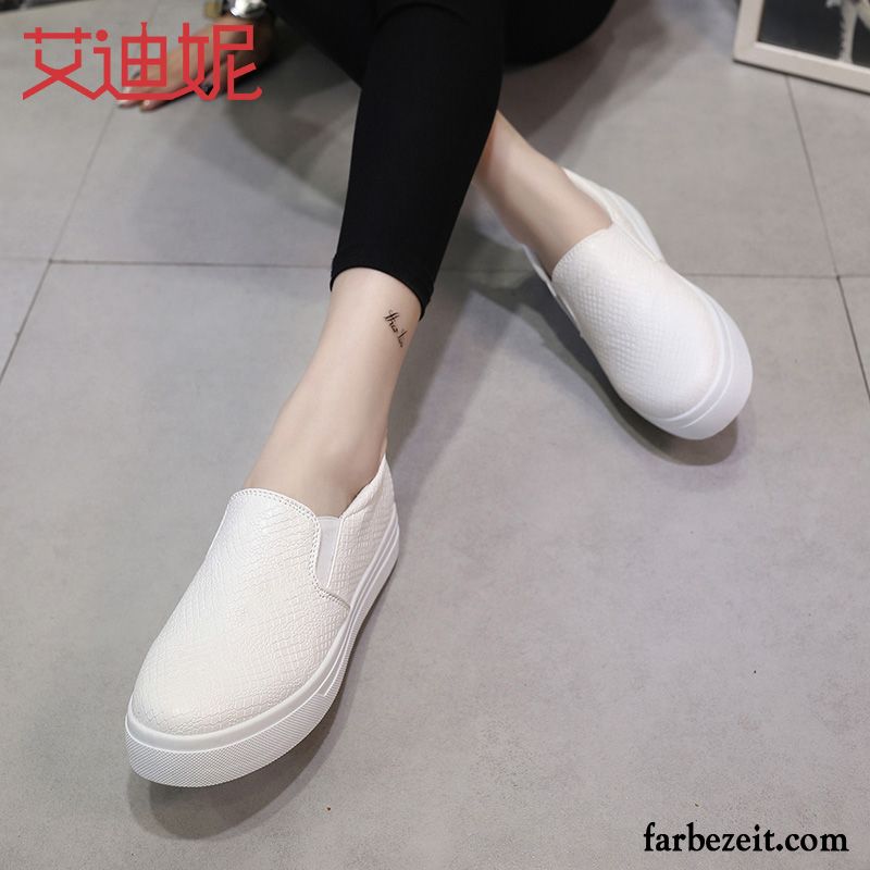 Schuhe Damen Schuhe Halbschuhe Casual Feder Dicke Sohle Faul Flache Slip-on Trend Weiß Herbst Schnürschuhe Kaufen