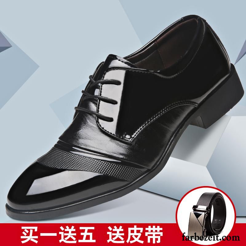 Schuhe Online Kaufen Günstig Herren Casual Feder Spitze Schuhe Schwarz Lederschue Neue Geschäft England Lackleder Trend Günstig