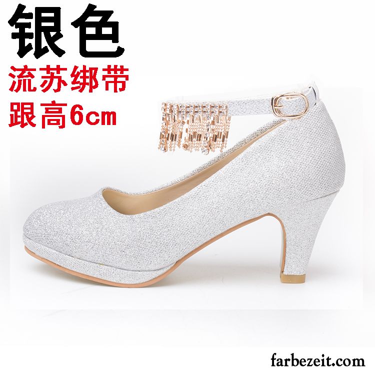 Schuhe Pumps Rosa Feder Weiß Partei Pumps Schuhe Herbst Silber Hochzeit Schuhe Damen Dick Kaufen