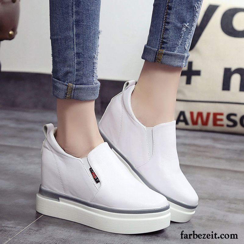 Schuhe Silber Damen Halbschuhe Neue Erhöht Feder Herbst Casual Hochhackigen Slip-on Schnürschuhe Sale