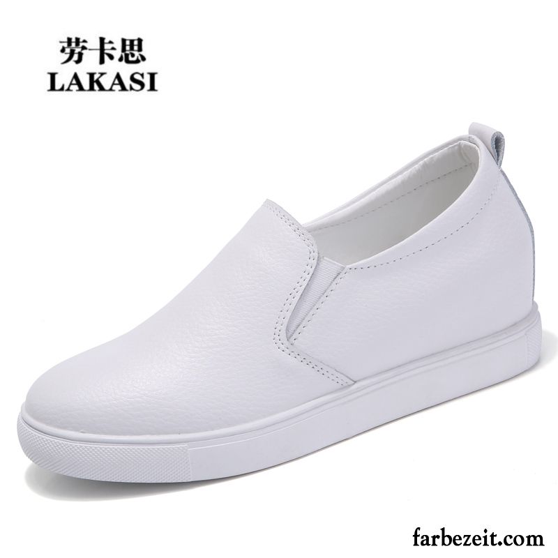 Schuhe Sneaker Damen Faul Echtleder Casual Halbschuhe Schnürschuhe Feder Slip-on Neue Erhöht Kaufen