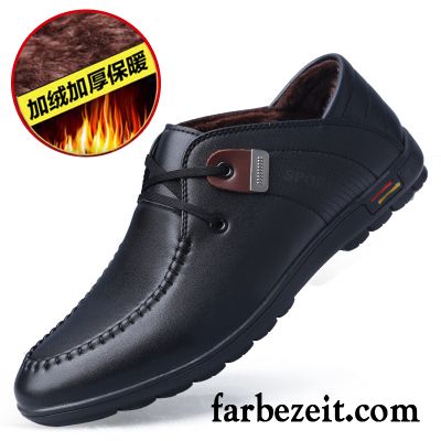 Schuhe Zum Anzug Sportlich Weiche Sohle Lederschue Plus Samt Jugend Herren Runde Zehe Casual Schuhe Schnürschuh Winter England Herbst Billig