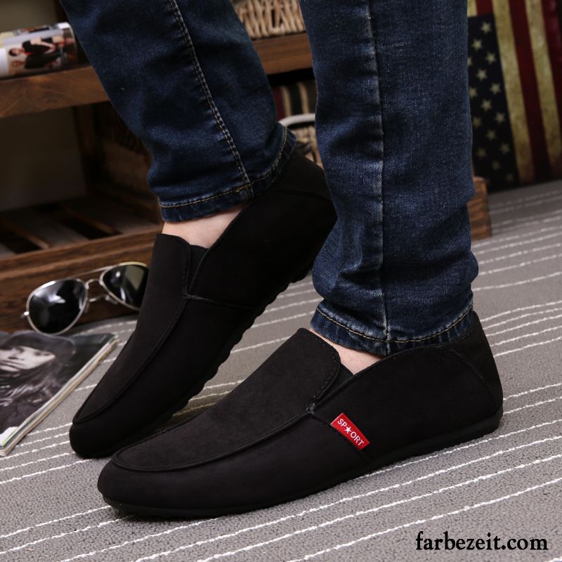 Schwarze Herrenschuhe Thermische Slip-on Halbschuhe Lederschue Trend Faul Herren England Winter Casual Weiß Kaufen