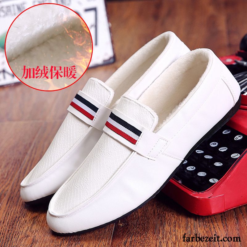 Schwarze Herrenschuhe Thermische Slip-on Halbschuhe Lederschue Trend Faul Herren England Winter Casual Weiß Kaufen