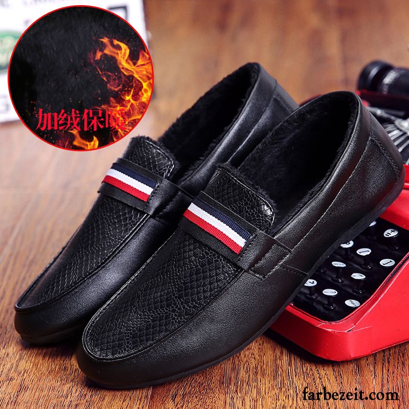 Schwarze Herrenschuhe Thermische Slip-on Halbschuhe Lederschue Trend Faul Herren England Winter Casual Weiß Kaufen