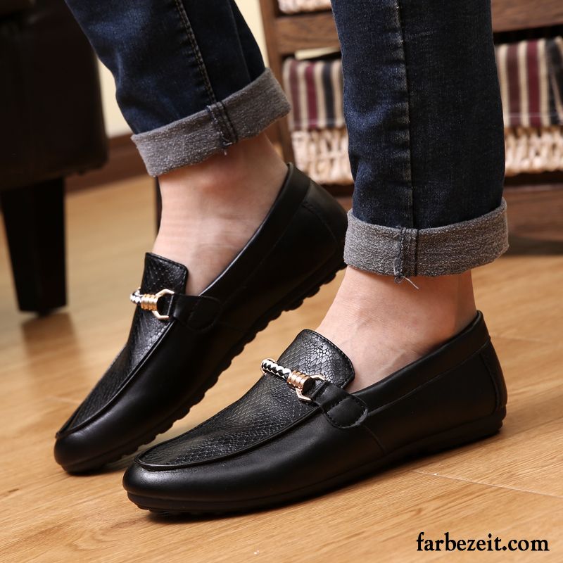 Schwarze Herrenschuhe Thermische Slip-on Halbschuhe Lederschue Trend Faul Herren England Winter Casual Weiß Kaufen