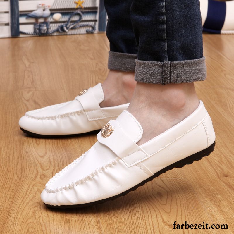 Schwarze Herrenschuhe Thermische Slip-on Halbschuhe Lederschue Trend Faul Herren England Winter Casual Weiß Kaufen