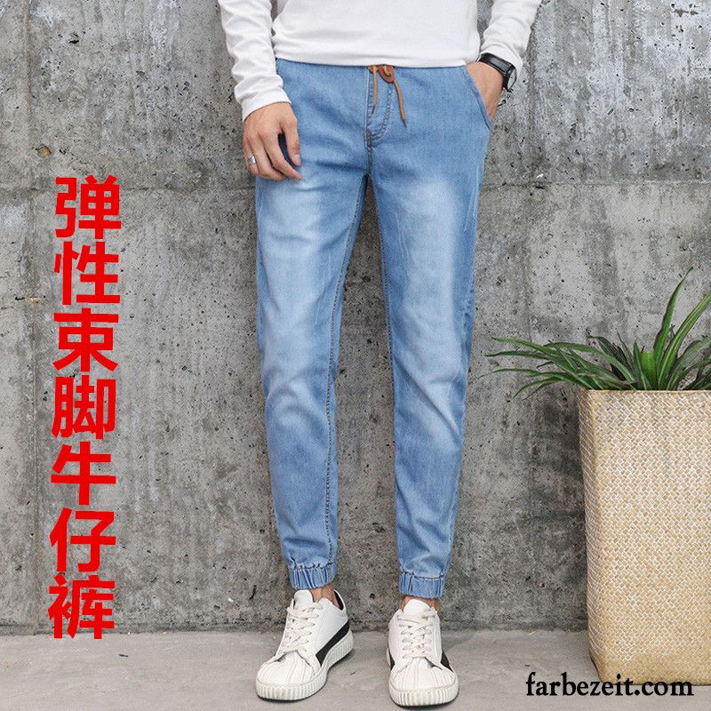 Schwarze Jeans Herren Harlan Schlank Trend Elastizität Jeans Retro Herbst Blau Dünn Billig