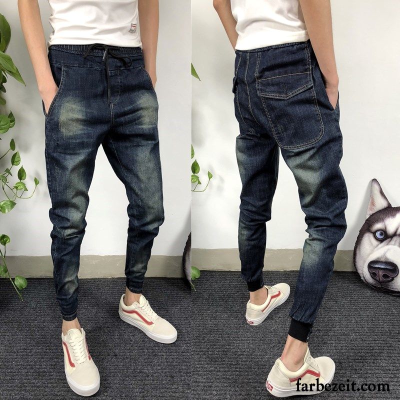 Schwarze Skinny Jeans Männer Trend Allgleiches Bleistift Hose Neu Schlank Schwarz Schmales Bein Herren Rein Lange Jeans Billig