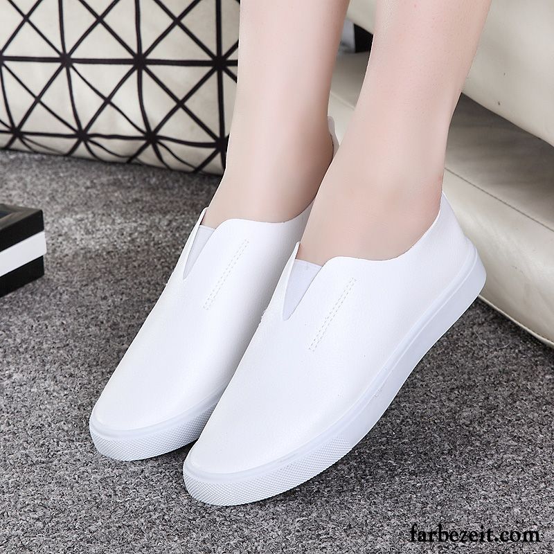 Schwarze Sneaker Damen Faul Schüler Schuhe Halbschuhe Weiß Flache Trend Casual Skaterschuhe Slip-on Günstig