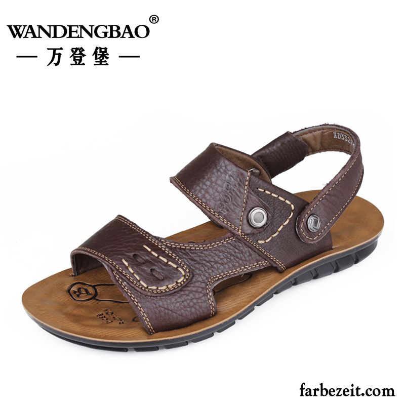 Sicherheitsschuhe Sandalen Herren Schuhe Sandalen Original Strand Sommer Leder Oberleder Pantolette Wasserdicht Casual Echtleder Billig