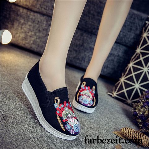 Silberne Schnürschuhe Damen Dicke Sohle Tuch Schuhe Halbschuhe Skaterschuhe Schnürschuhe Casual Slip-on Faul Bestickt Günstig