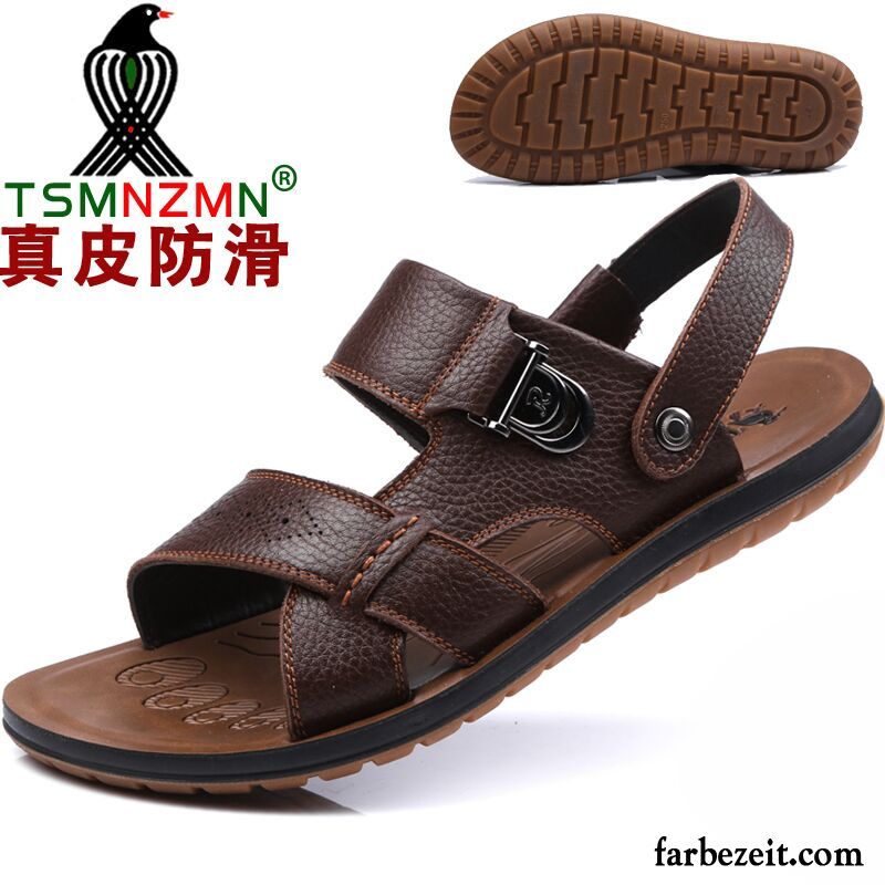 Sportliche Sandalen Herren Rutschsicher Strand Neue Sandalen Draussen Leder Oxford Sohle Casual Schuhe Sommer Weiche Sohle Echtleder