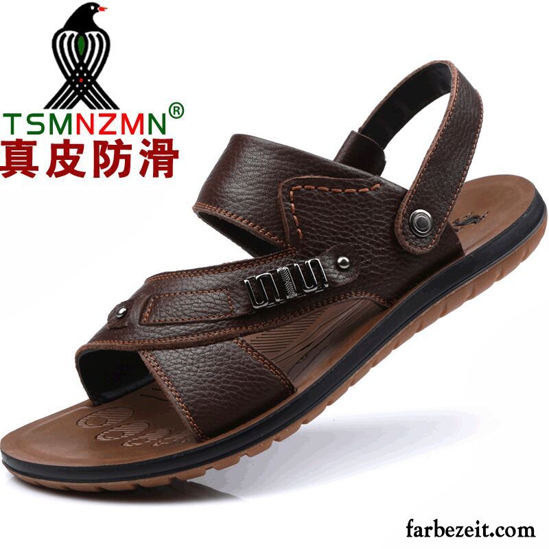 Sportliche Sandalen Herren Rutschsicher Strand Neue Sandalen Draussen Leder Oxford Sohle Casual Schuhe Sommer Weiche Sohle Echtleder