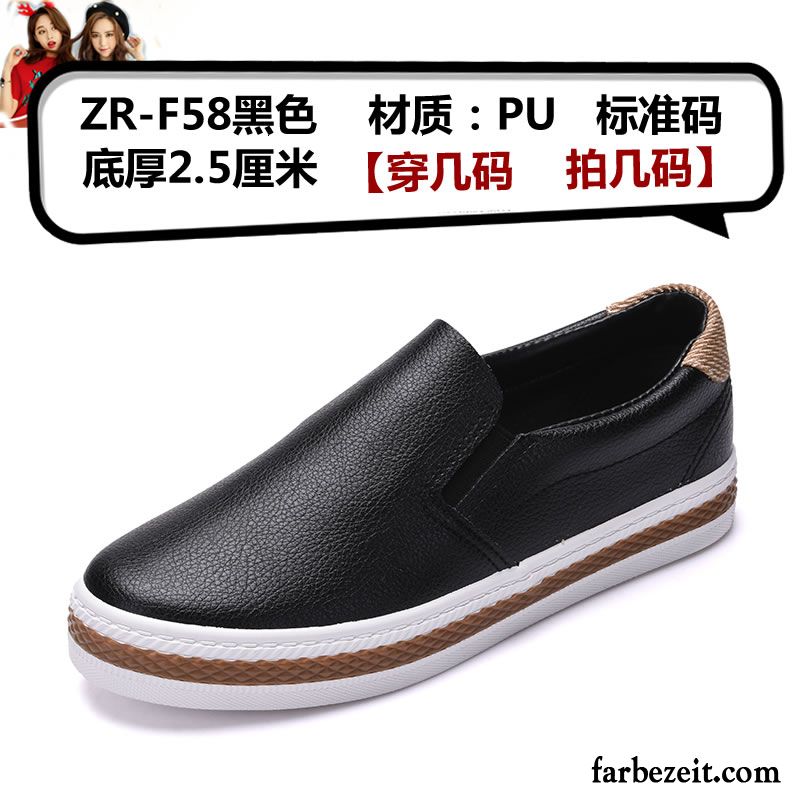 Waldläufer Damenschuhe Slip-on Faul Schwarz Leder Damen Feder Casual Erhöht Schuhe Weiß Dicke Sohle Halbschuhe Billig