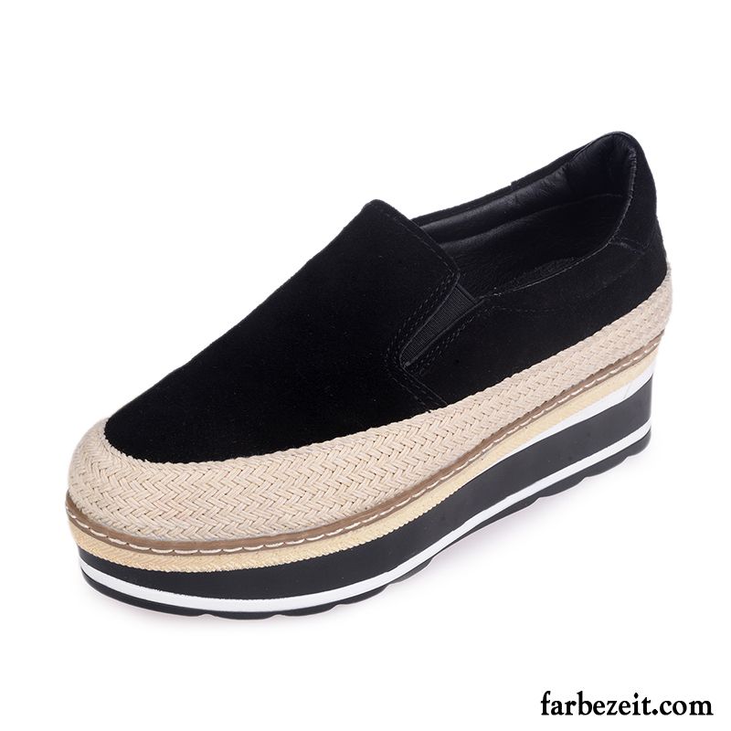 Schuhe Damen Schuhe Schnürschuhe Herbst Feder Faul Plateauschuhe Casual Halbschuhe Dicke Sohle Erhöht Billig