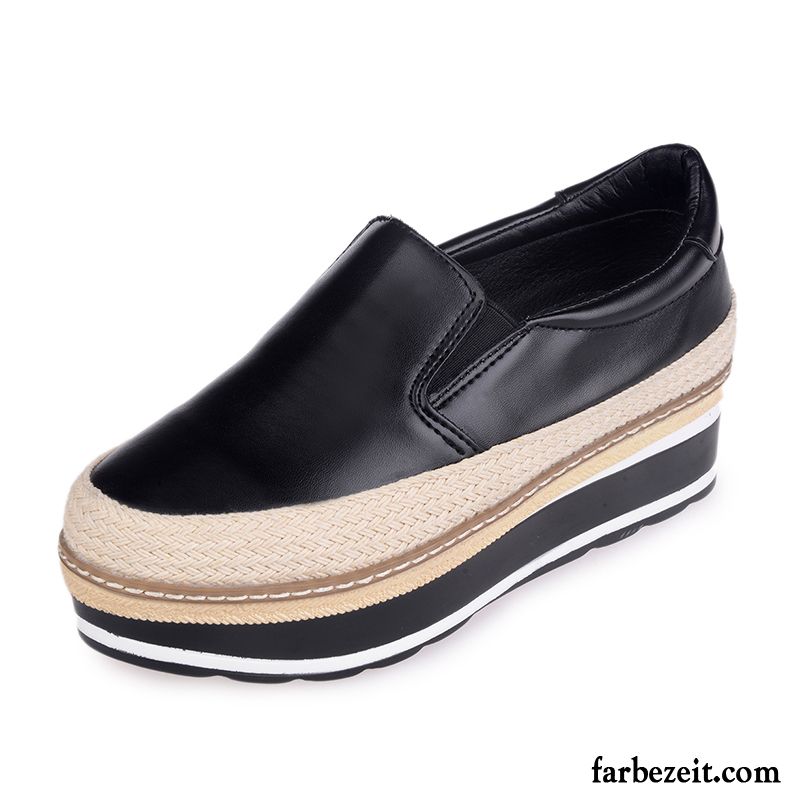 Schuhe Damen Schuhe Schnürschuhe Herbst Feder Faul Plateauschuhe Casual Halbschuhe Dicke Sohle Erhöht Billig