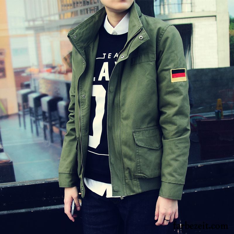 Winterjacke Herren Wolle Werkzeugbau Schlank Herbst Überzieher Feder Stehkragen Kurzer Absatz Jugend Trend Mantel Winter Militärgrün Jacke Baumwolle Verkaufen