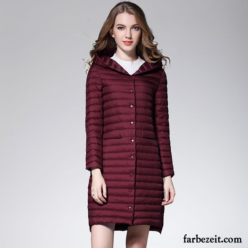 Winterjacke Ohne Daunen Neu Trend Damen Licht Große Größe Winterkleidung Überzieher Langer Abschnitt Kapuze Schlank Daunenjacke