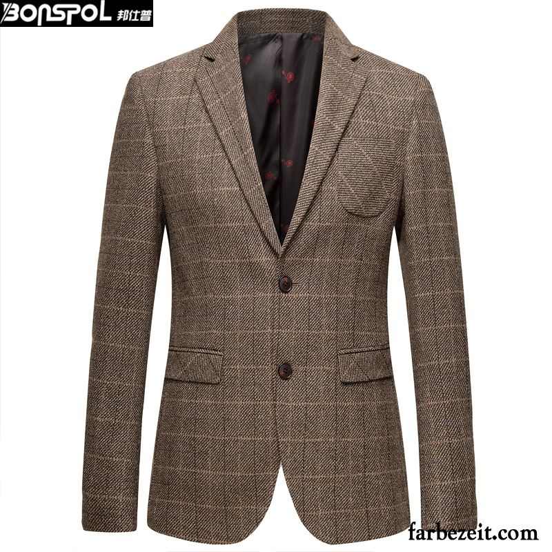 Blazer Dunkelblau Herren Jugend Anzüg Herbst Freizeit Kleiner Stil Anzugjacke Trend Wolle Schlank Verkaufen