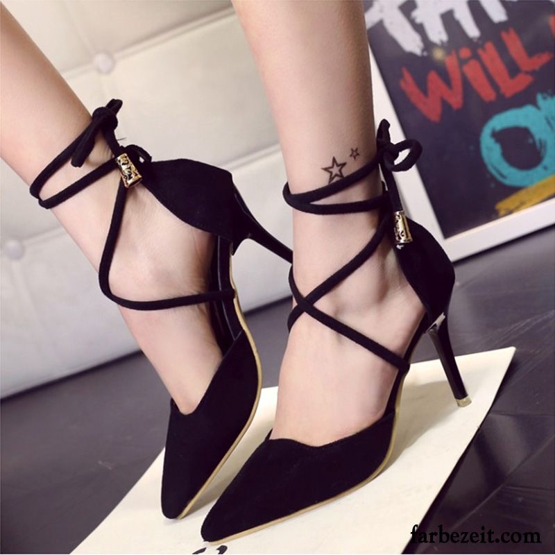 Günstige Weiße Pumps Dünne Fersen Schuhe Sommer Pumps Sexy Spitze Schwarz Damen Wildleder Feder Trend Mode Billig