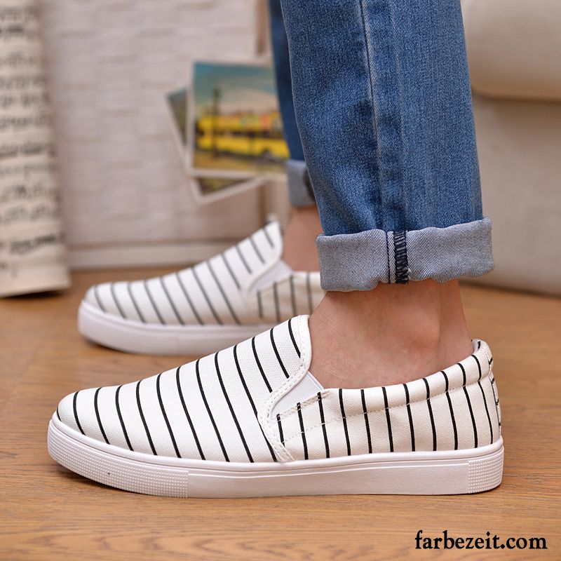 Schuhe Herren Günstig Segeltuch Casual Streifen Skaterschuhe Faul Espadrille Sommer Halbschuhe Slip-on Billig