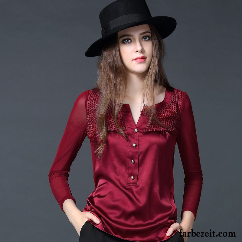 Schwarzes T Shirt Damen Mode Seide Große Größe Herbst Marke Unteres Hemd Neu Lange Ärmel Kaufen