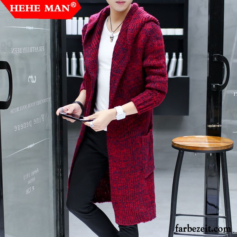 Sommer Steppjacke Herren Freizeit Rote Langer Abschnitt Trend Mantel Überzieher Jugend Mit Kapuze Groß Strickjacke Kleider Günstig