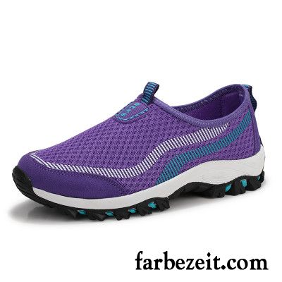 Sportschuhe Damen Sommer Reise Schuhe Net Weiche Sohle Atmungsaktiv Rutschsicher Purpur Lila